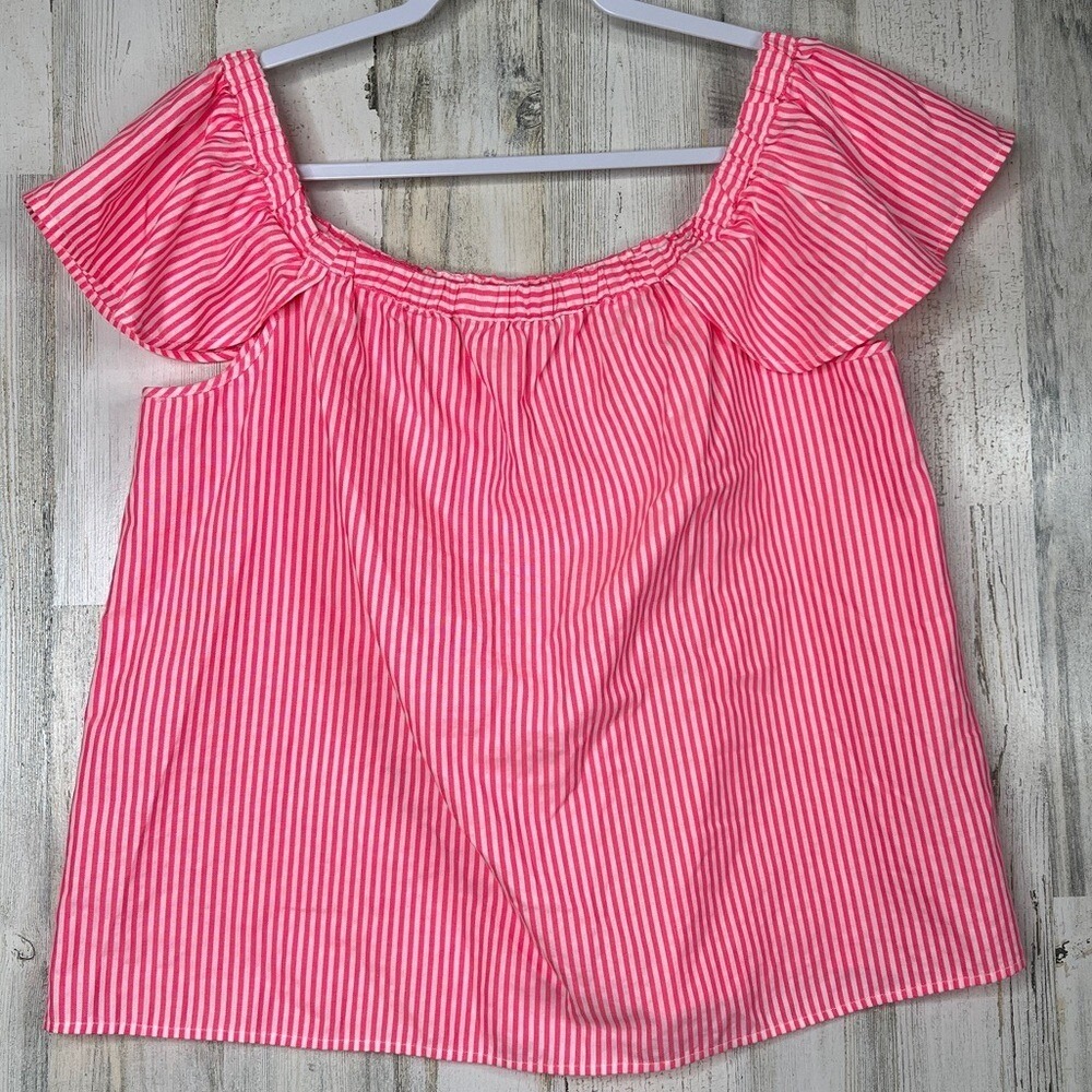 Vineyard Vines Women's Shirt‎ Size XL Sleeveless Off-shoulder Pink Striped Top